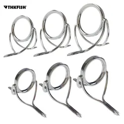 12Pcs Spinning Fishing Rod Guides Silver Integrated All Stainless Steel Saltwater Sea Bait Casting Rod Guide Repair Kit
