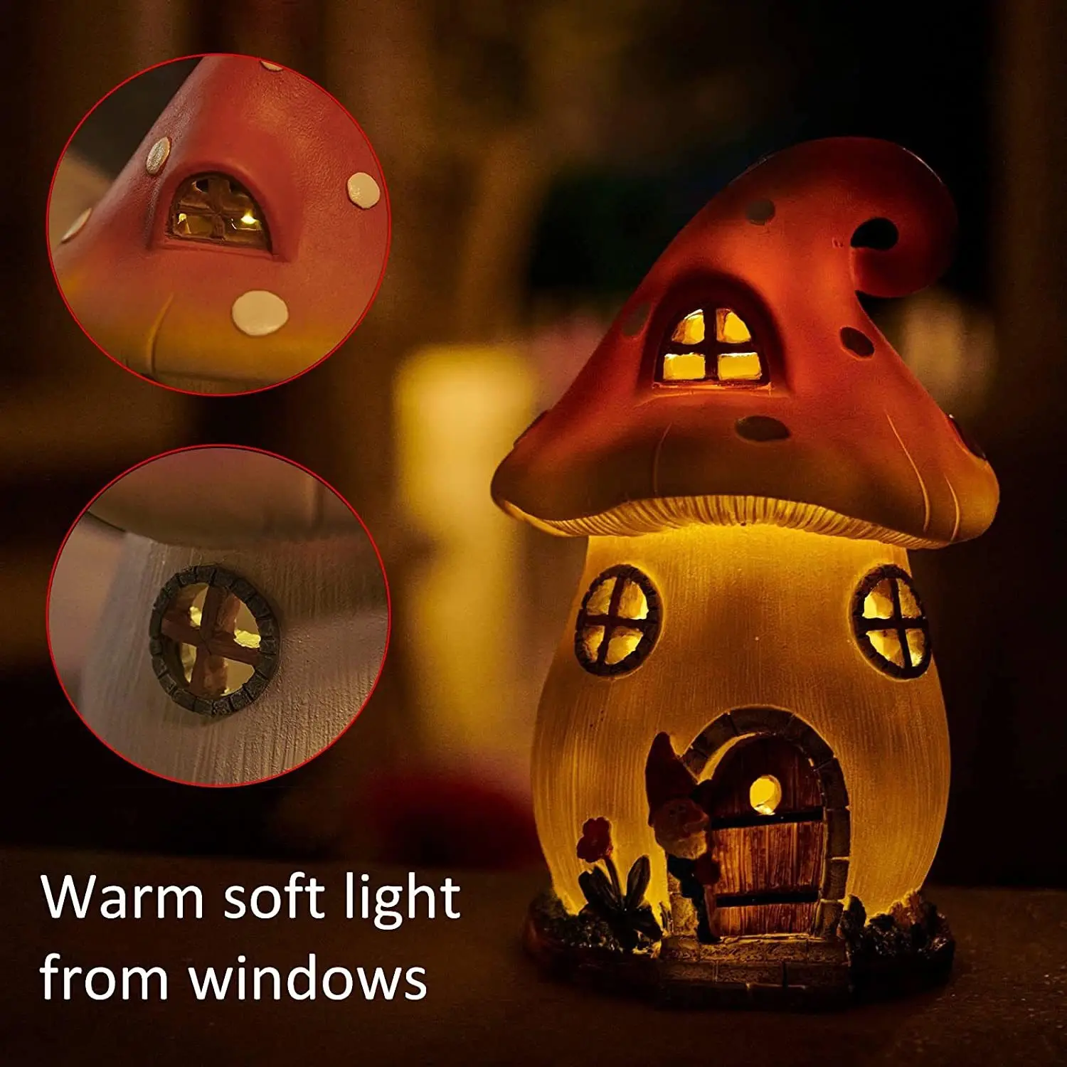 Mushroom House Solar Lamp Ornaments Resin Handicraft Craft Christmas Gifts Garden Decoration Porch TV Cabinet Desktop Ornaments