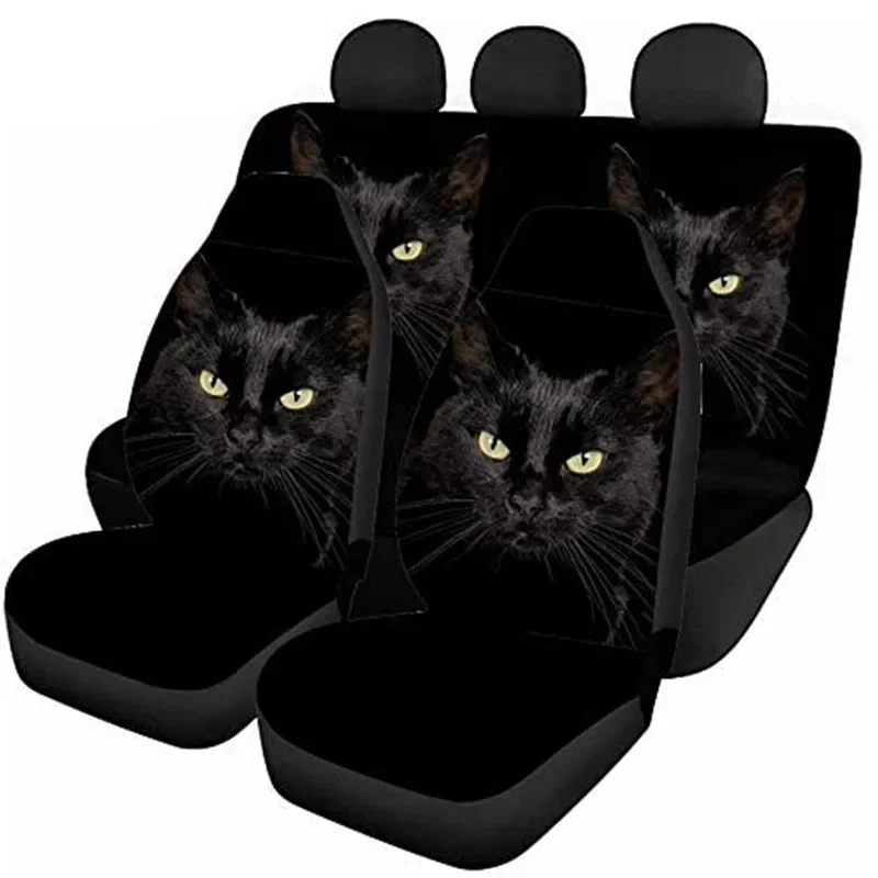 

Black Cat Pets Cool Print coprisedili per auto anteriori e posteriori coprisedili per interni auto universali Set completo elast