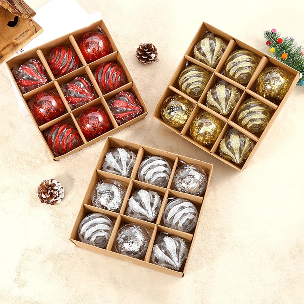 8 Cm In Diameter Window Hanging Balls Transparent Christmas Balls Plastic Ornaments Christmas Present Easy To Hang