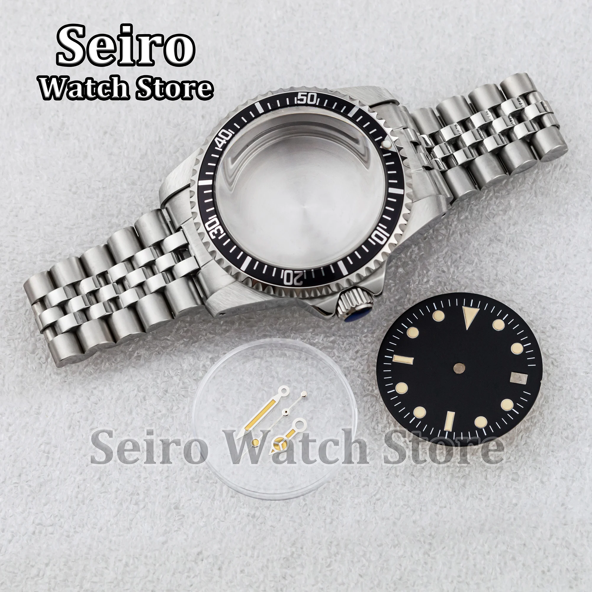 39MM Watch Case Jubilee Strap Vintage Restro Arcylic Bubble Glass 28.5MM Luminous Dial Hands for SUB GMT NH35 NH36 Movement