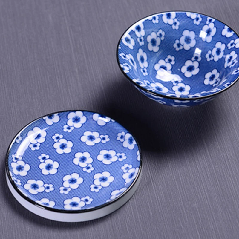 1PC Chinese Style Ceramic Tea Cup Mat Blue and White Porcelain Household Tea Set Accessory Japanese Coaster Insulating Mat