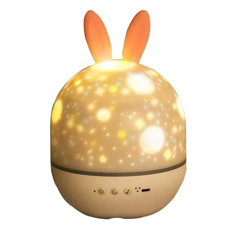 Star 360° Rotating Projector Lamp Rabbit/Deer Night Lights with Music Box Bluetooth Speaker for Baby Kids Bedroom Remote Control