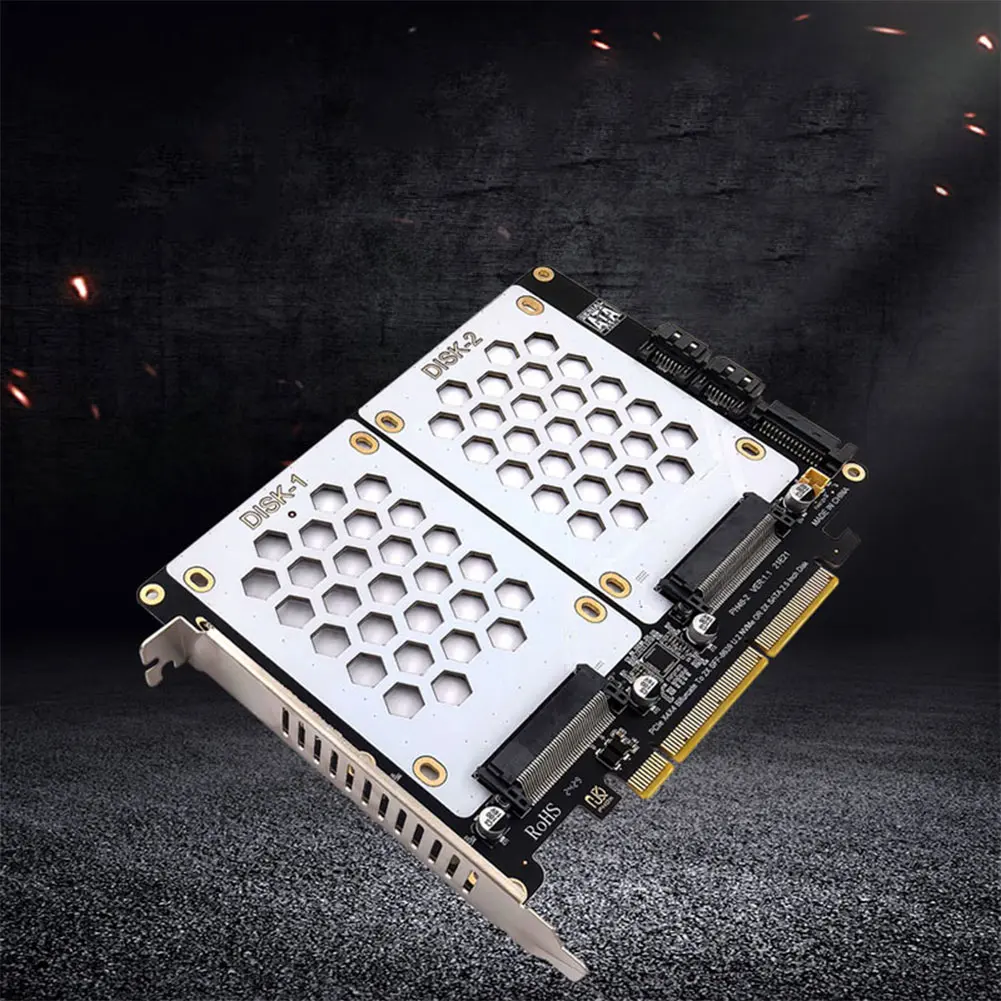 U.2 بطاقة محول محرك مزدوج 2.5 بوصة SATA القرص الصلب إلى PCIE4.0 سبليت بطاقة U2 إلى PCI E بطاقة محول U.2 PCIe محول