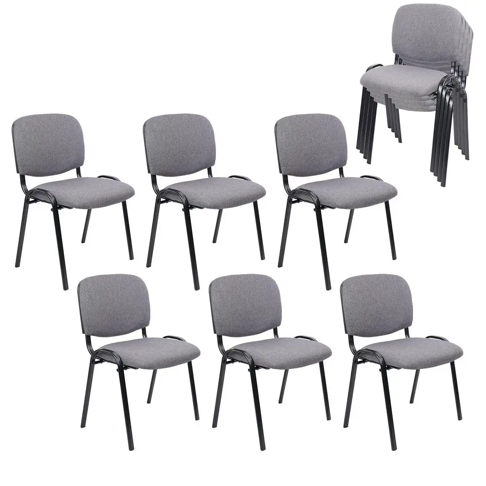 

Set of 10 Stackable Waiting Room Chairs, Armless No Wheels Reception Chair with Upholstered Seat, Guest Chairs for Conference,