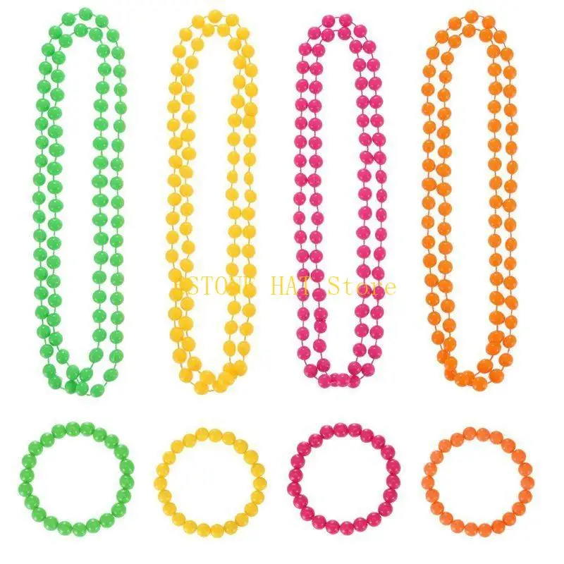 49MF Women Girls 80s Fancy Dress Accessories Fingerless Gloves Beaded Ne