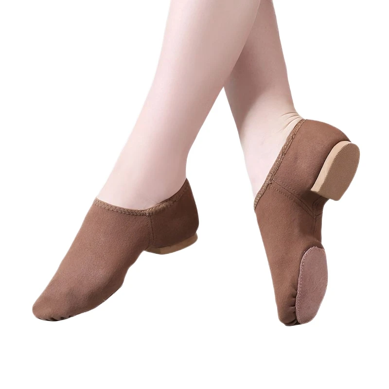 CLYFAN Elastic Fabric Jazz Dance Shoes Low Heel Slip-on Split Sole Ballet Slippers Professional Dance Training Shoes for Ladies
