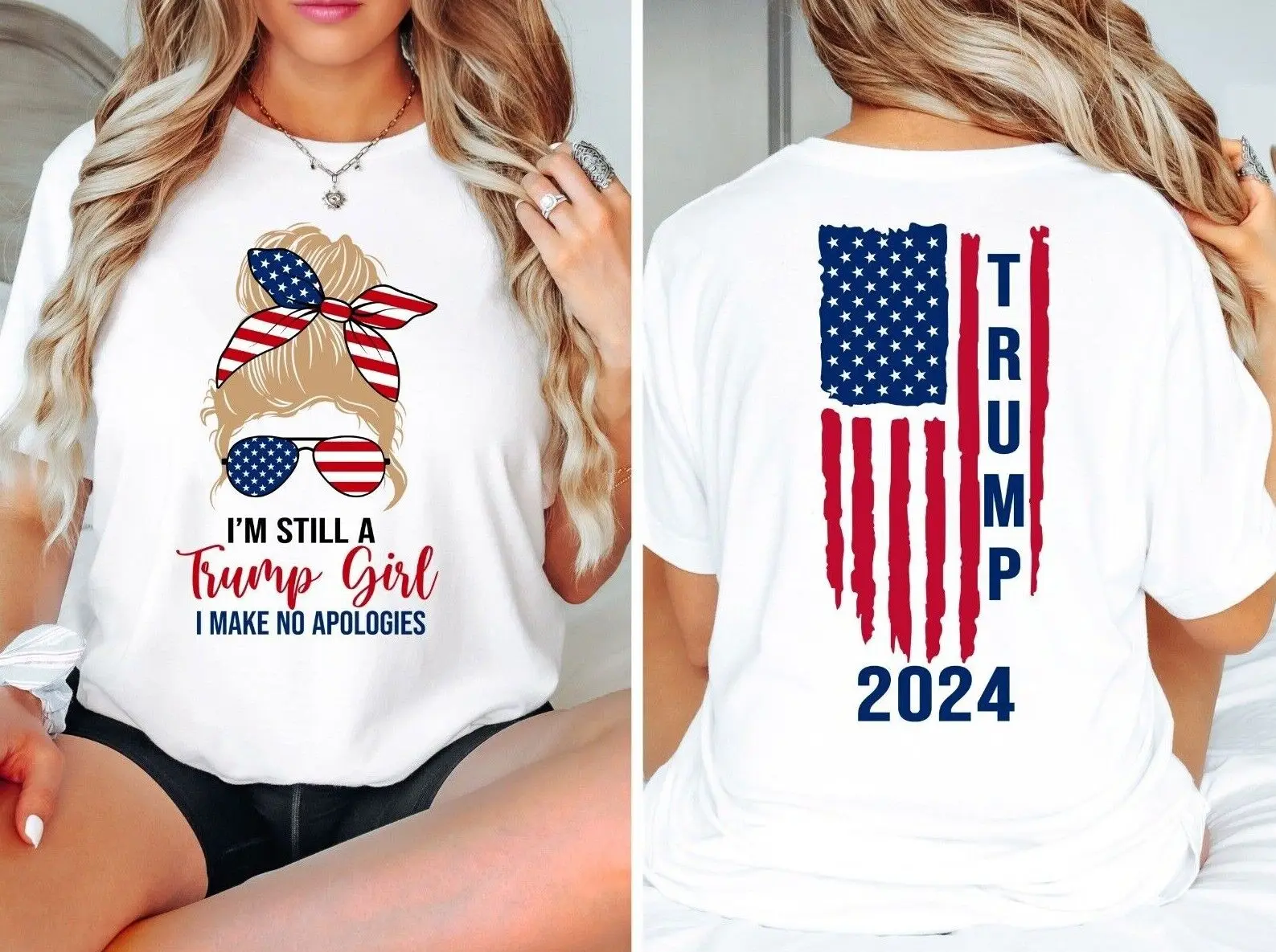 Trump Girl No Apologies 2024 Flag Missed Me 45 47 MAGA Never Surrender T-Shirt