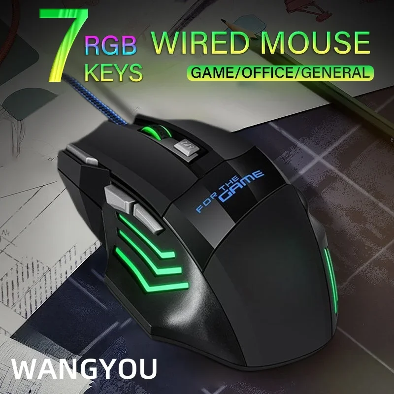 

Wired Mouse with Colorful Breathing Light - Compatible for Notebook Desktop PC - E-Sports Gaming Computer Mouse