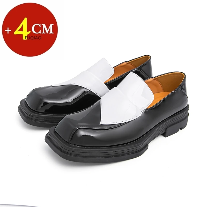 

Мужские лоферы на толстой подошве 4 см, модные дизайнерские туфли с цветными блоками, повседневные уличные модные вечерние уличные кожаные туфли, молодежные большие размеры