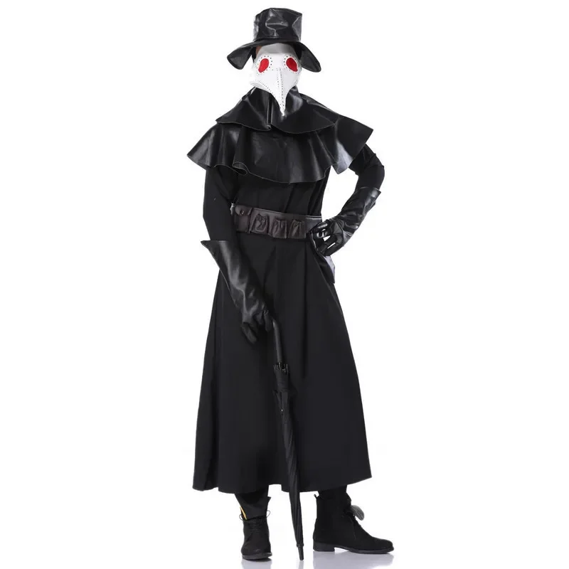 Plague Doctor Costumes Plague Doctor Mask Black Death Witch Cosplay Carnival Halloween Costumes Men Woman Adult Steam Punks Mask
