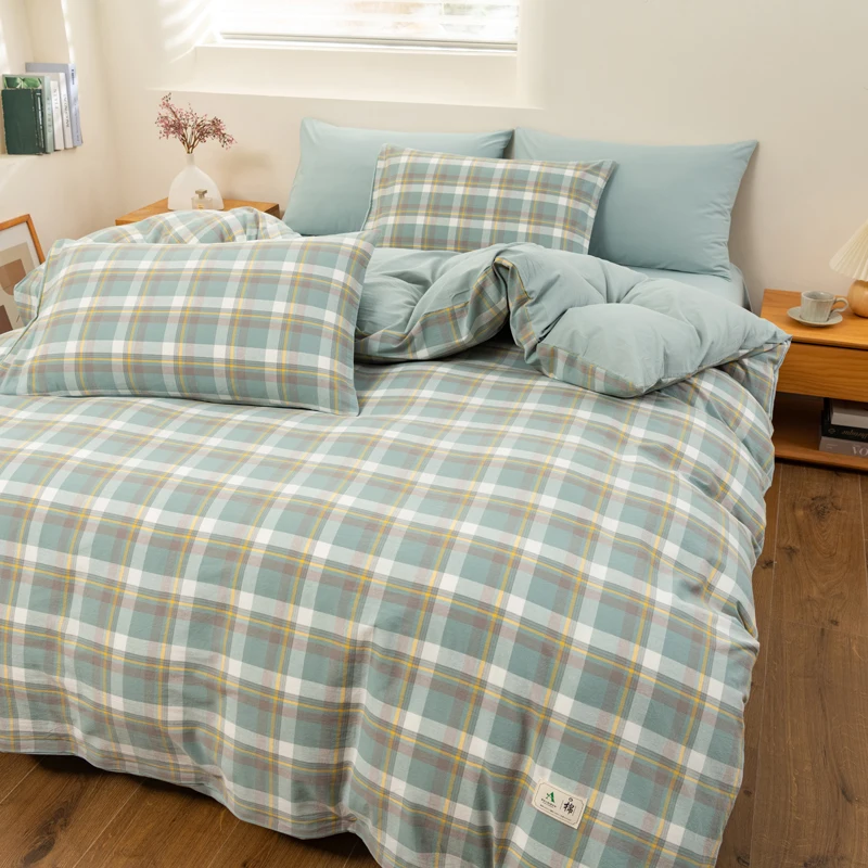 1pc 100% Cotton Checkered Printed Quilt Cover housse de couette 220x240 Single/Queen/King Super Soft Duvet Cover capa de edredom