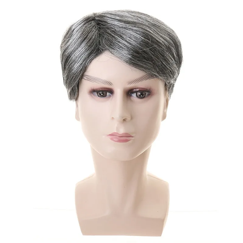 Fun Realistic Gray Grandpa Granny Wig Elderly Costume for Cosplay Role Play