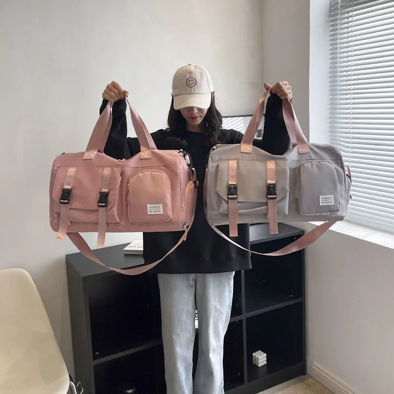 Waterproof Travel Duffle Bag with Separate Shoe Compartment Dry Wet Separate Gym Handbag Crossbody Bag for Yoga Short Trip
