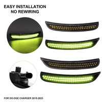 4pcs Front Rear Bumper LED Side Marker Light Signal Indicator For Dodge Charger 2015 2016 2017 2018 2019 2020 2021 2022 2023