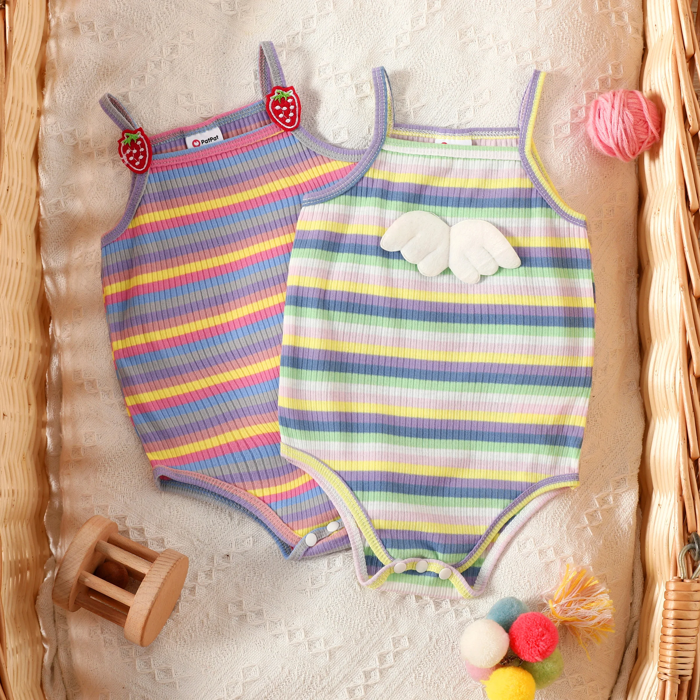 

PatPat Colorful Stripe Baby Girl Romper - Hyper-Tactile 3D Design