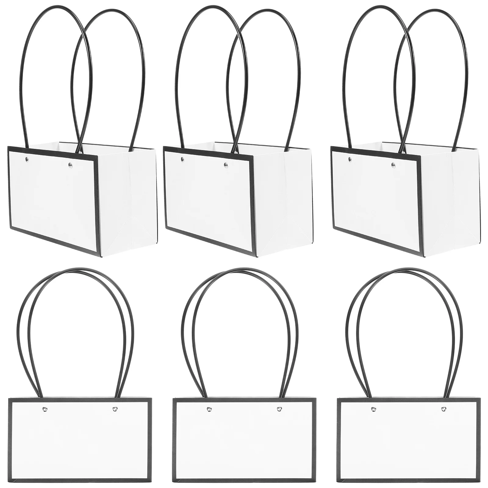 

6 Pcs Bouquet Flower Gift Bags Paper Wrapping H Basket Floral Packaging Reusable Waterproof Shopping Wedding