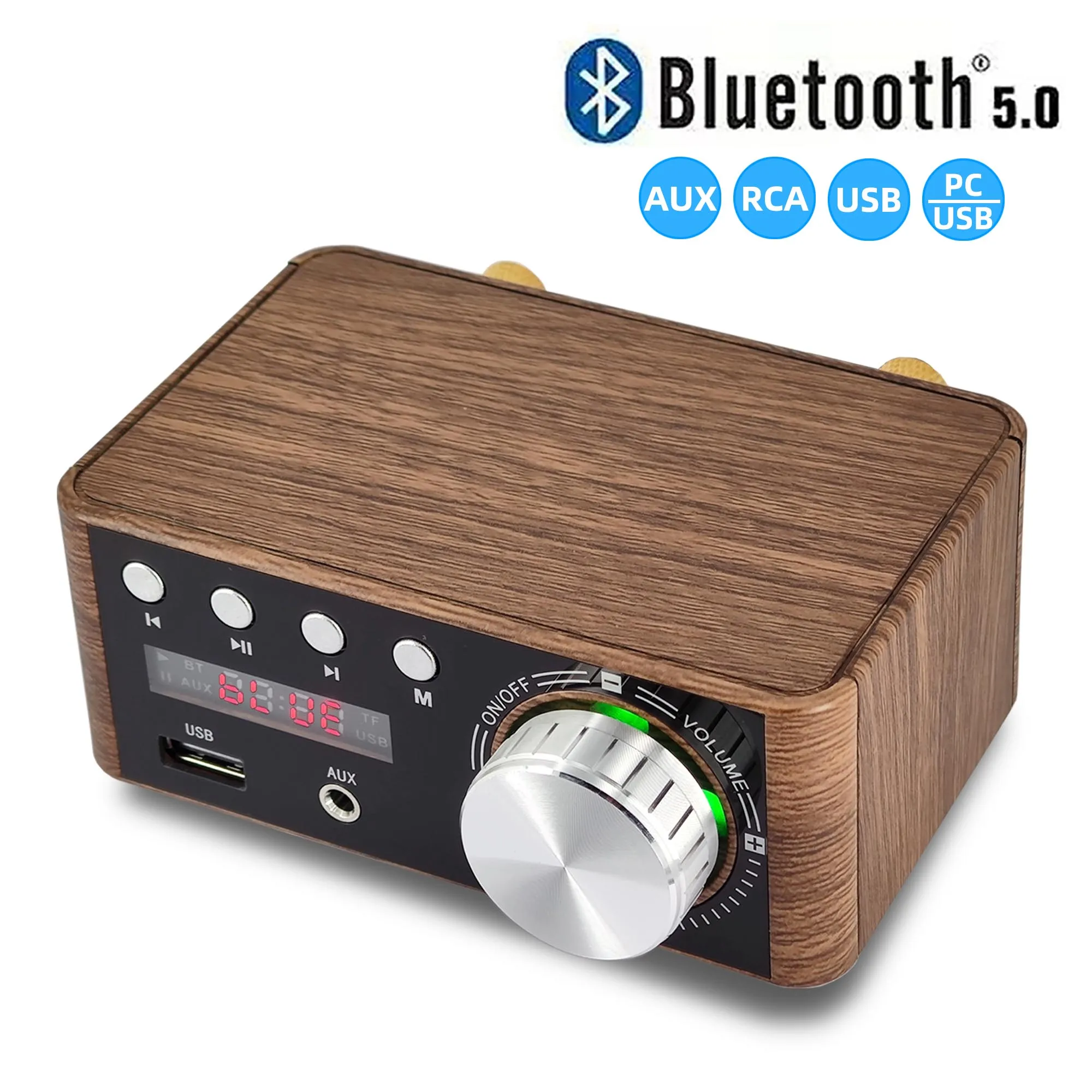 Mini Digital HiFi  Bluetooth 5.0 Power Class D Amplifier Audio Amp 100W Home Theater Car Marine USB TF-Card AUX IN Tpa3116 50W*2