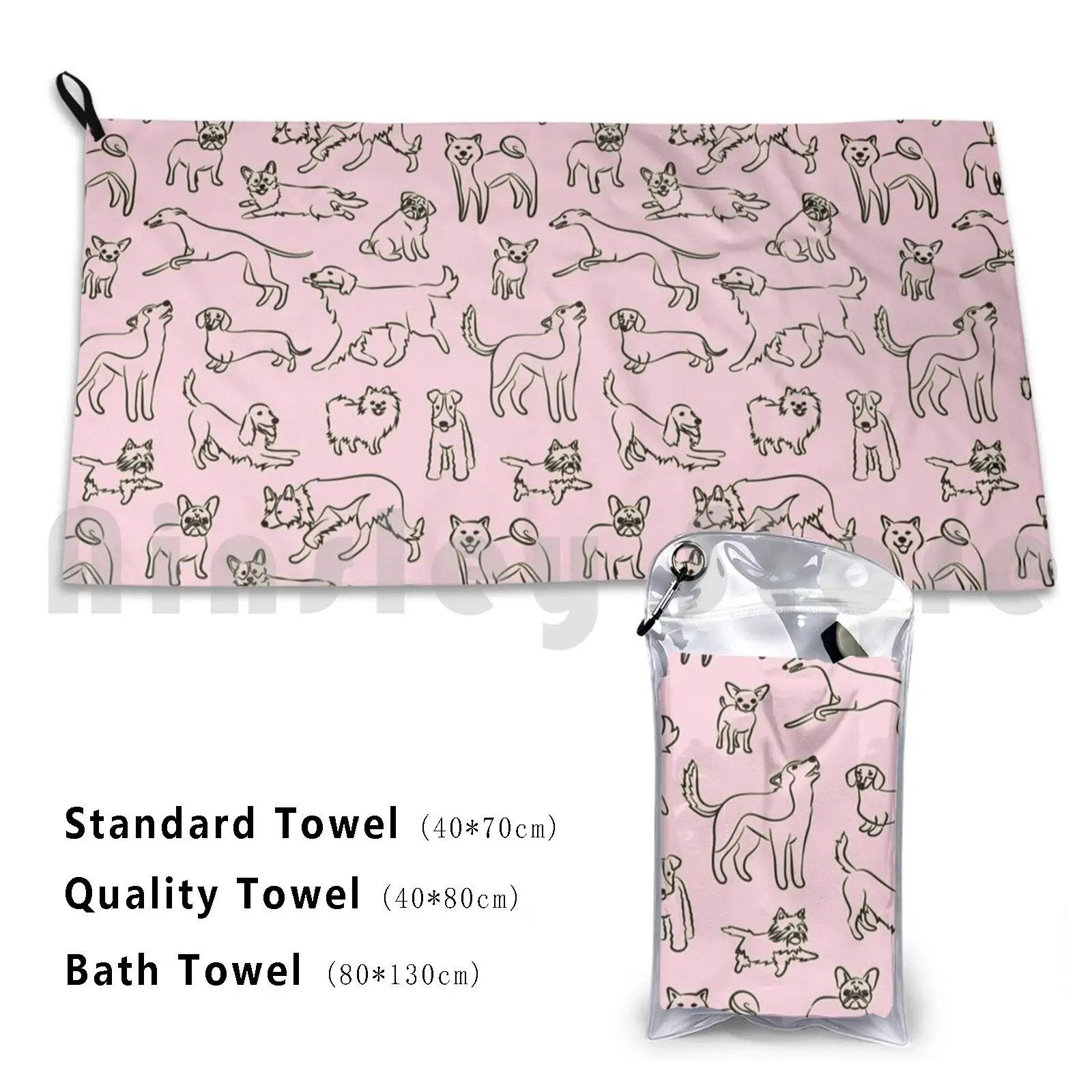 Perros Rosa Toalla personalizada Toalla de baño Perro Corgi Shiba Inu Pug Yorkshire Cocker Spaniel Siberiano Husky Chiuaua