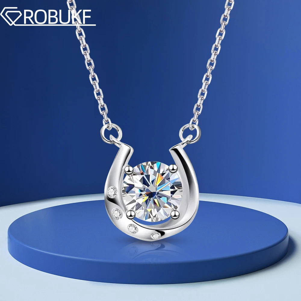 

1CT Round Moissanite Pendant Necklace For Women S925 Sterling Silver Plated White Gold Wedding Jewelry Gifts With GRA Certified