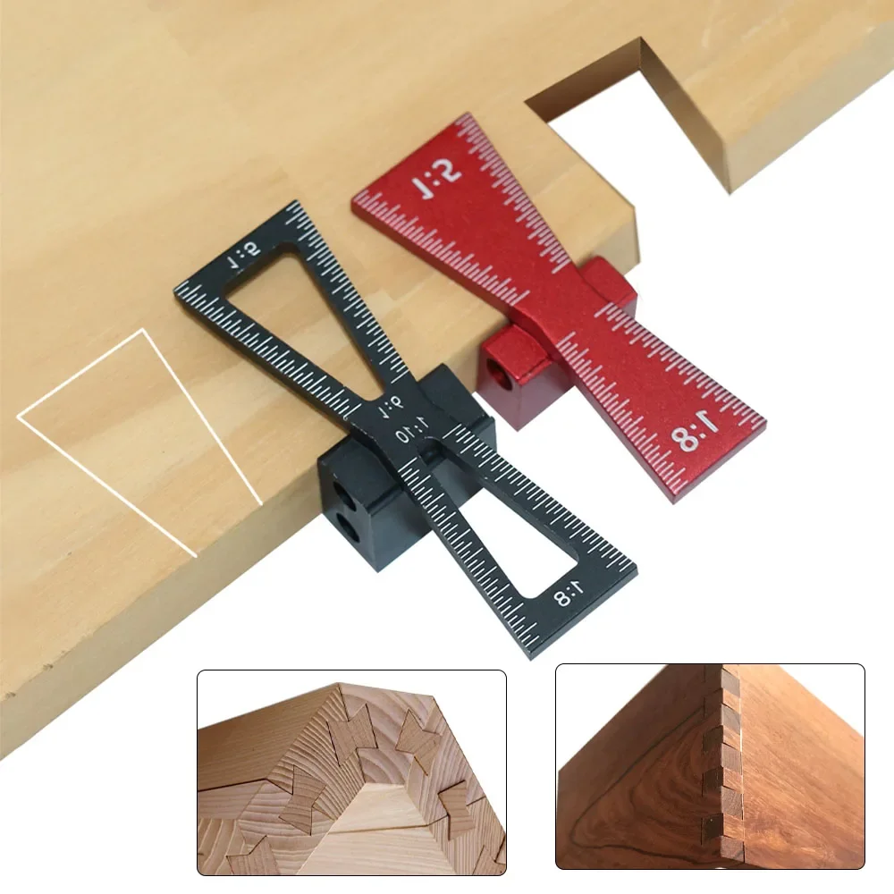 Woodworking Dovetail Marker Aluminum Alloy Dovetail Marking Template Precise Dovetail Guide with 1:5, 1:6, 1:8 and 1:10 Slopes