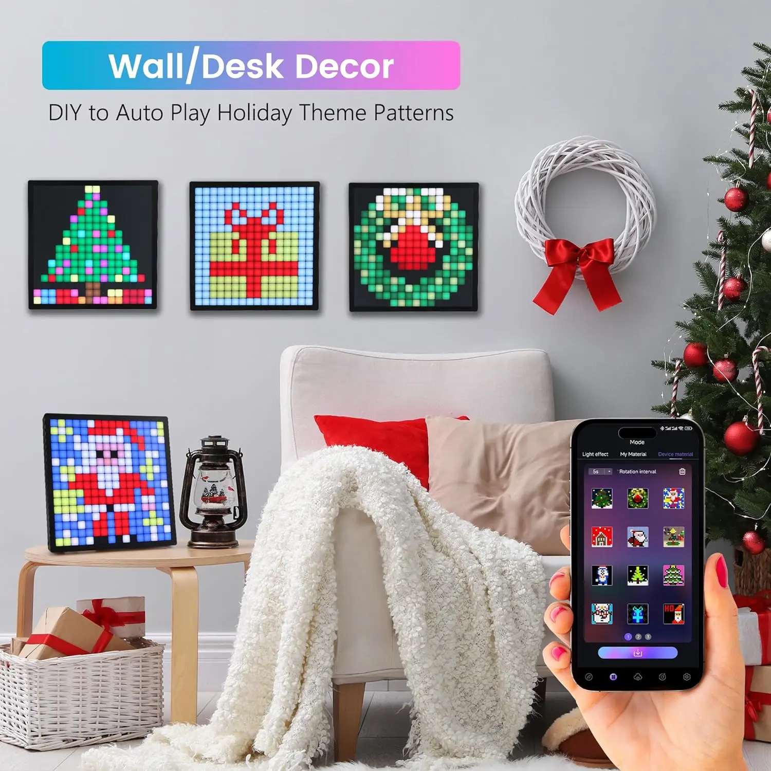 Smart Screen LED Matrix Pixel Display APP Control Night Light Programmable DIY Photo Frame Game Room Desk Lamp Home Decoration