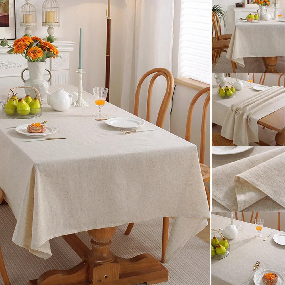 1PC French Cream Style Household Tablecloths for Wedding Home Party Dining Banquet Decoration Flax Fabric Table Cloth Home Decor