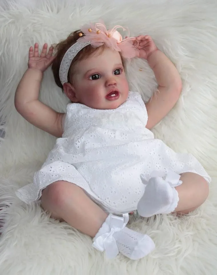 NPK 60cm Reborn Baby Toddler Doll Newborn Lottie Princess Girl Lifelike Soft Touch 3D Skin Art Doll with Hand Root Hair