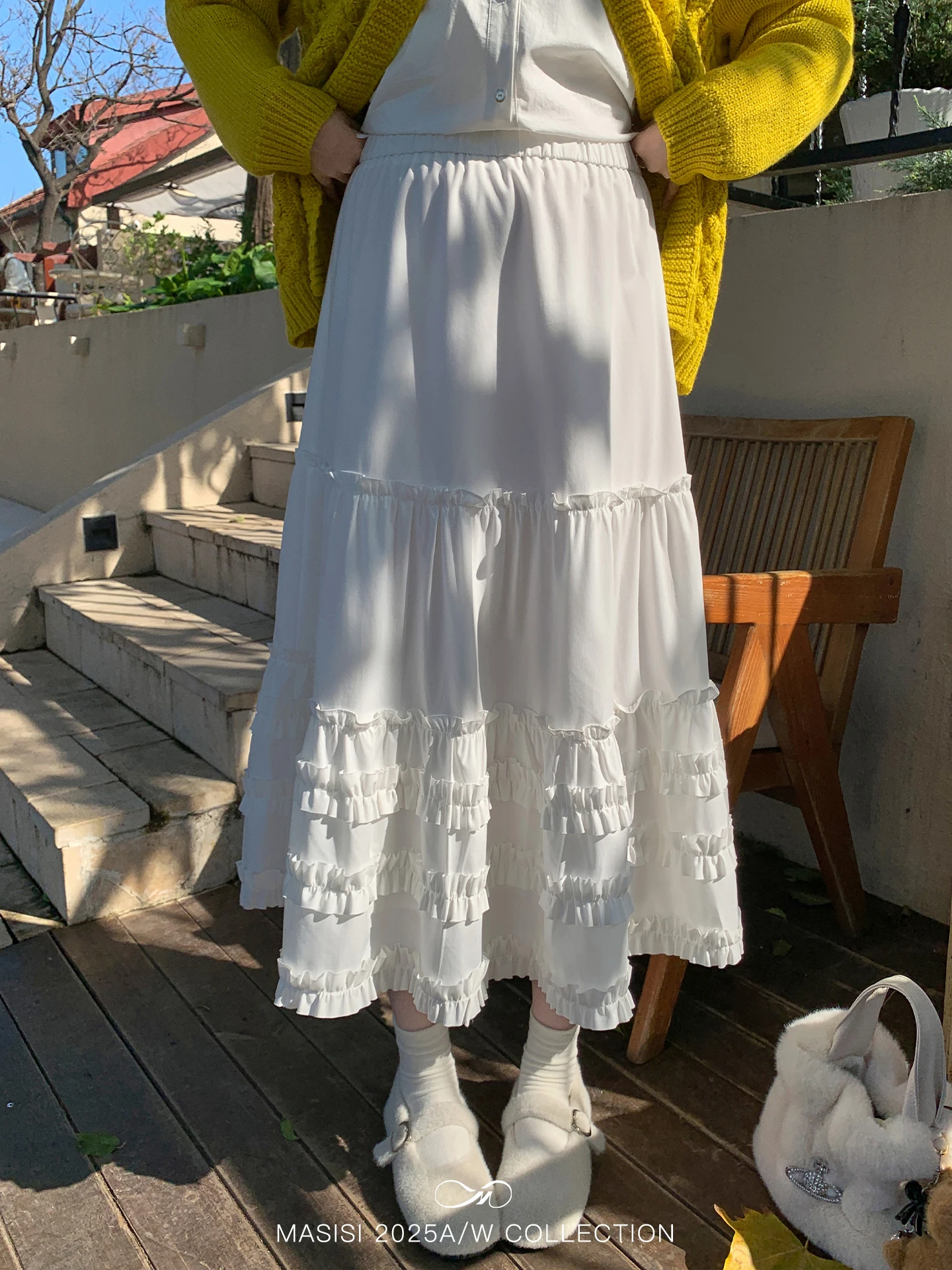 

Пышная многослойная деревянная юбка макси свободного кроя для зимы, больших размеров, женская модная юбка А-силуэта с высокой талией