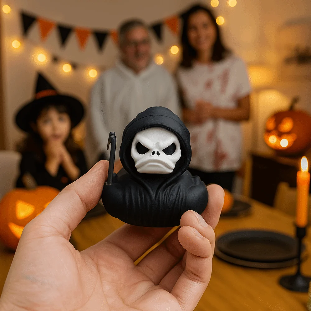 

3D Printed Halloween Duck Anime Figure PLA Model Spooky Halloween Duck Figurine Display Handicraft Grim Reaper Duck Ornament