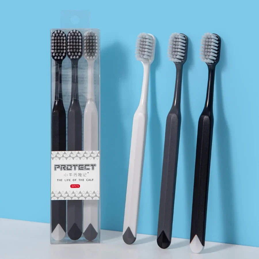 3-Pack Premium Toothbrushes with Soft Bristles Medium Large Brush Head for Adults Superior Cleaning Efficiency