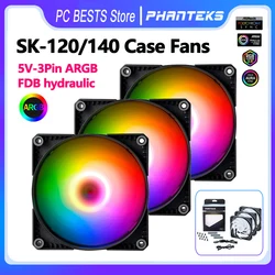 Phanteks SK-120 120mm 140mm Case Cooling Fan 5V-3Pin ARGB Hydraulic Shaft 4pin-PWM 1500 rpm Cooler Fans