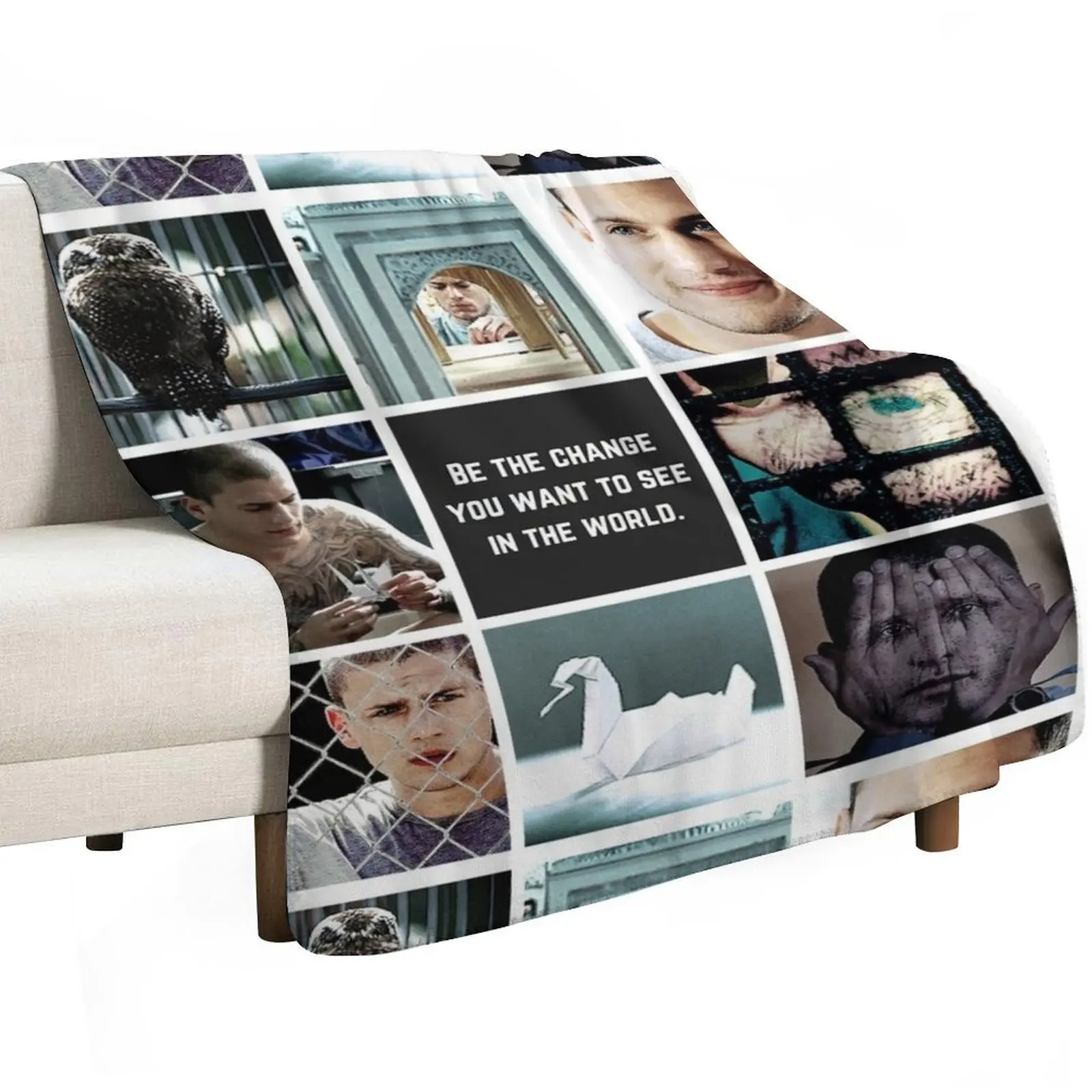 Aesthetic: Michael Scofield Throw Blanket Travel Size Cozy Blanket for Plane Train