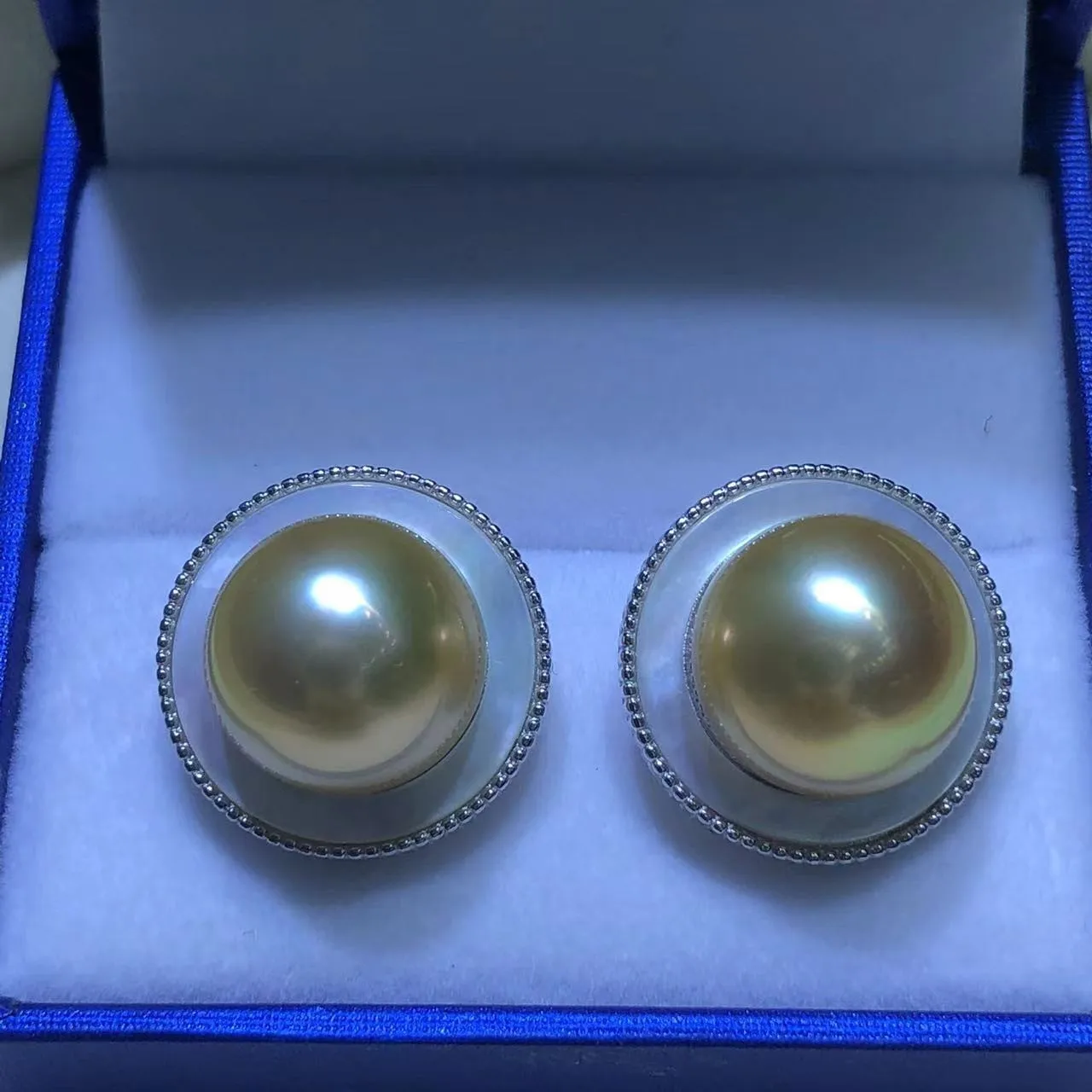 

huge round AAAA++++ 9-10mm 10-11mm 11-12mm 12-13mm Gorgeous Huge Round South Sea Golden pearl earring