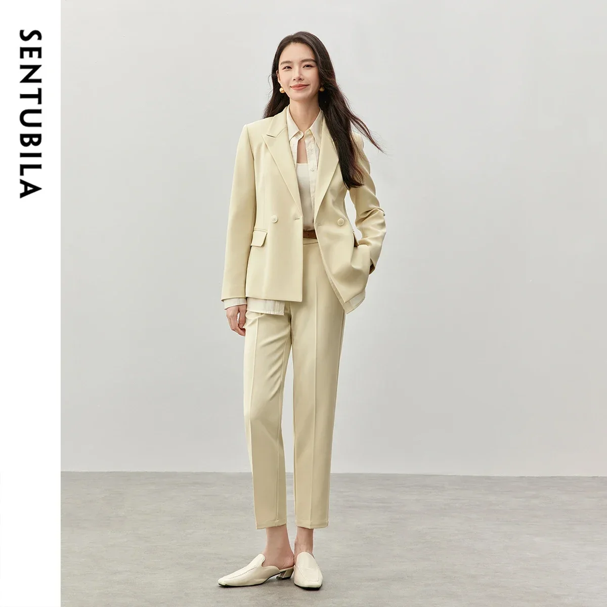 

SENTUBILA Women Office Work Wear Pant Suits 2025 Fall Cummute Outfits Ankle-length Pencil Pant Blazer 2 Piece Sets 143Z56907