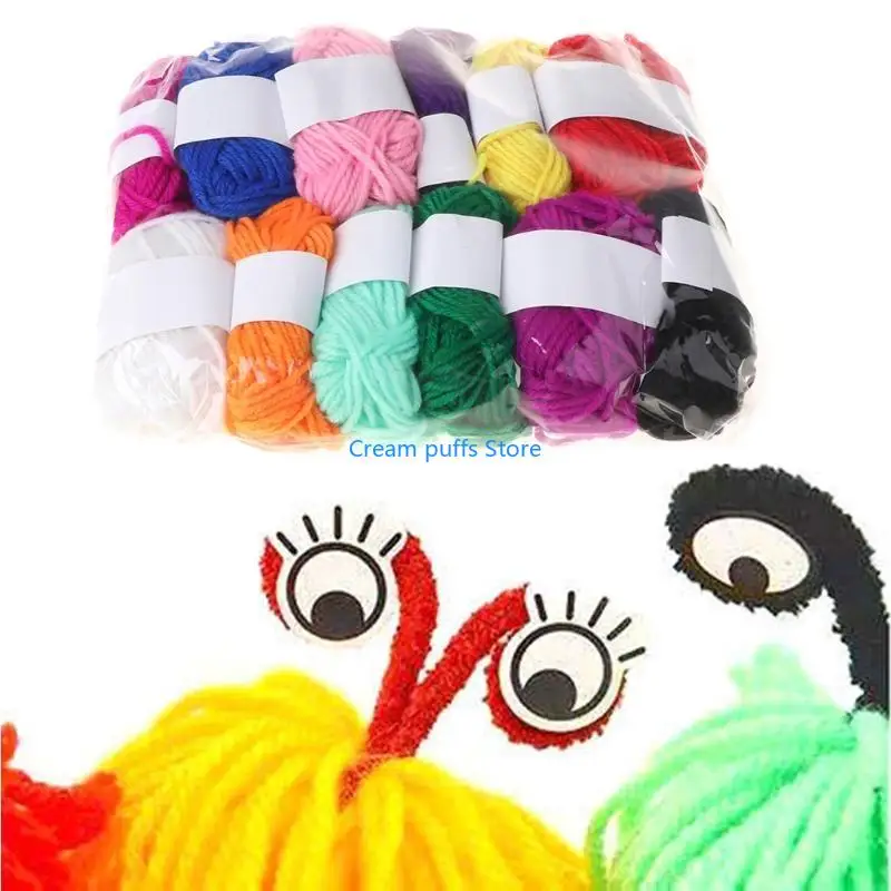 50LE 12 Assorted Colors Childrens DIY Manual Knitting Wool Yarn Crochet Acrylic Fiber Line Cord Thick Thread