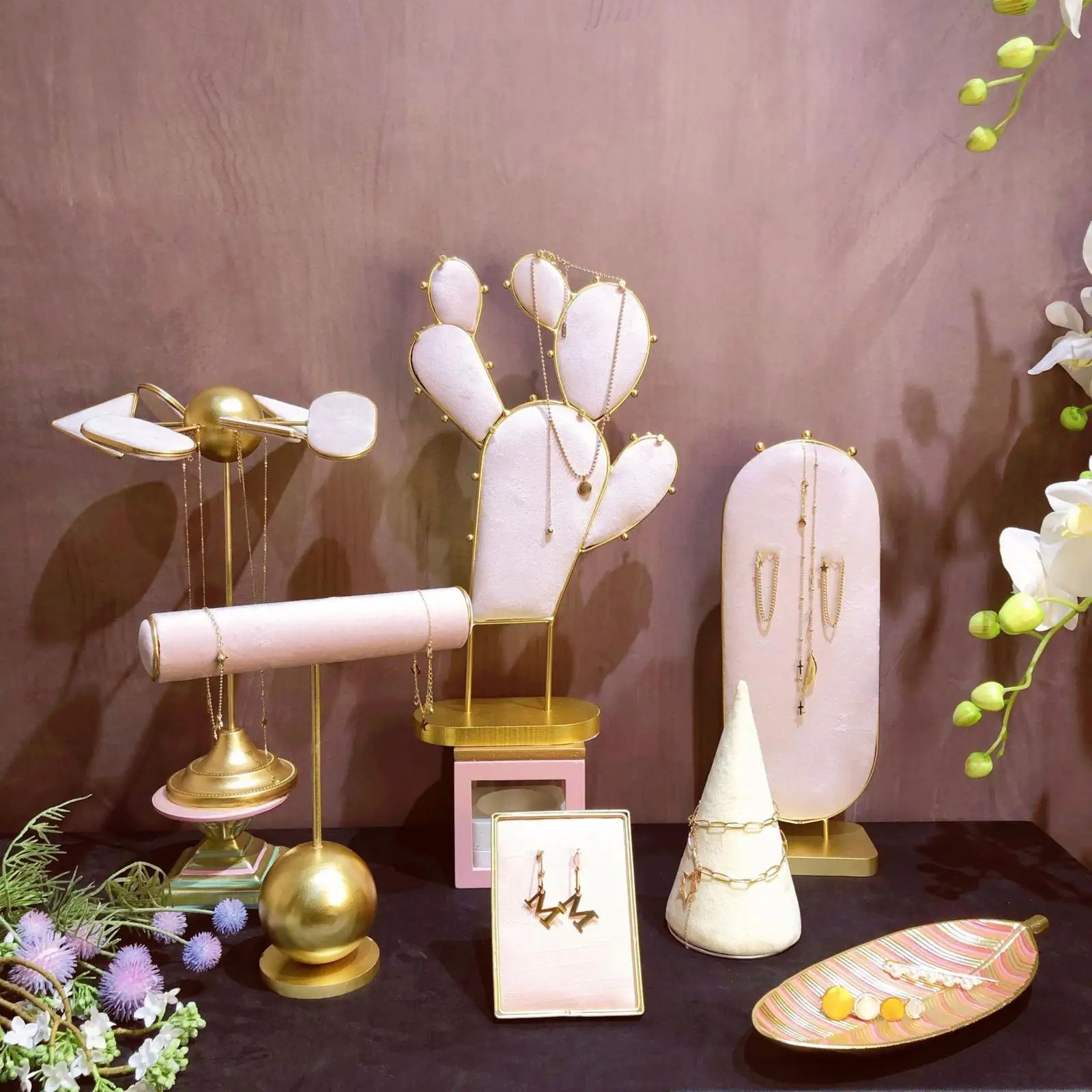Jewelry Shelf for Wall with Cactus Design Bedroom Decor Aesthetic Organizer Stand for Earrings Necklaces Holder Girls Room