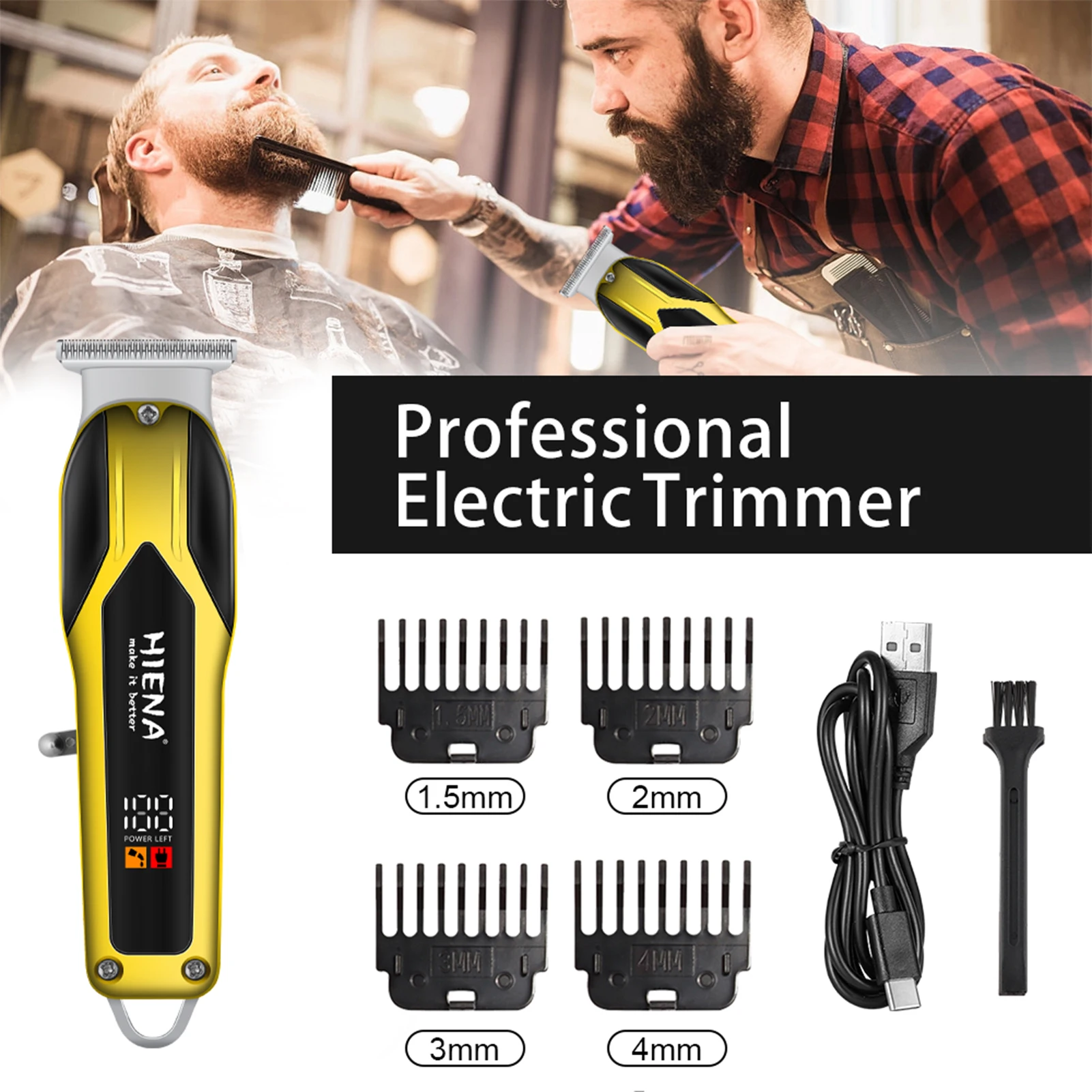 

HIENA Cordless Electric Hair Clipper High Power Professional Hair Beard Trimmer For Men Barber Grooming Hair Cutting Machines