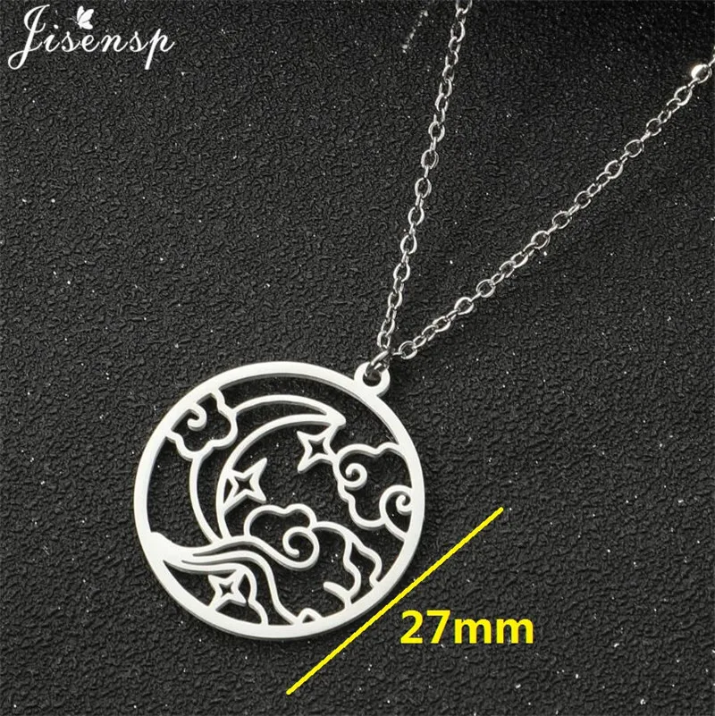 Stainless Steel Moon Star Cloud Ladder Pendant Necklace for Women Romantic Hollow Jewelry Girls Clavicle Choker Accessories