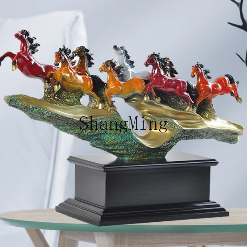 

FG Ba Jun Xiongfeng Wood Base Ba Ma Pentium Home Living Room Office Desktop Decoration Gifts