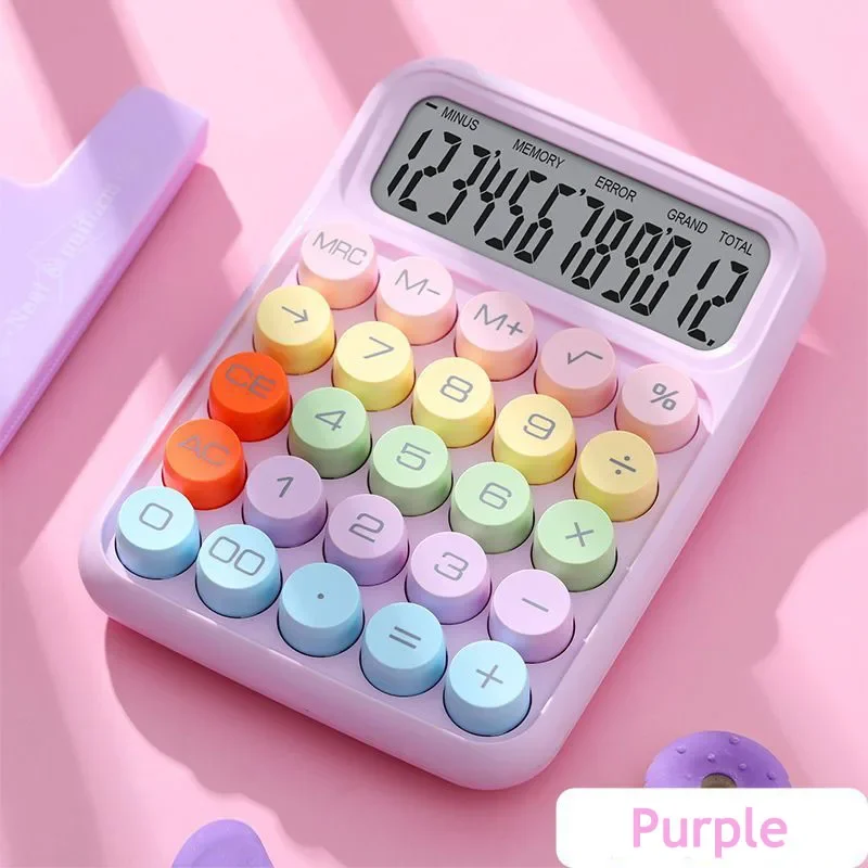 Korea Kawaii Calculator Cartoon Candy Colour Silent Mechanical Keyboard Desktop Financial and Accounting Learning Calculator