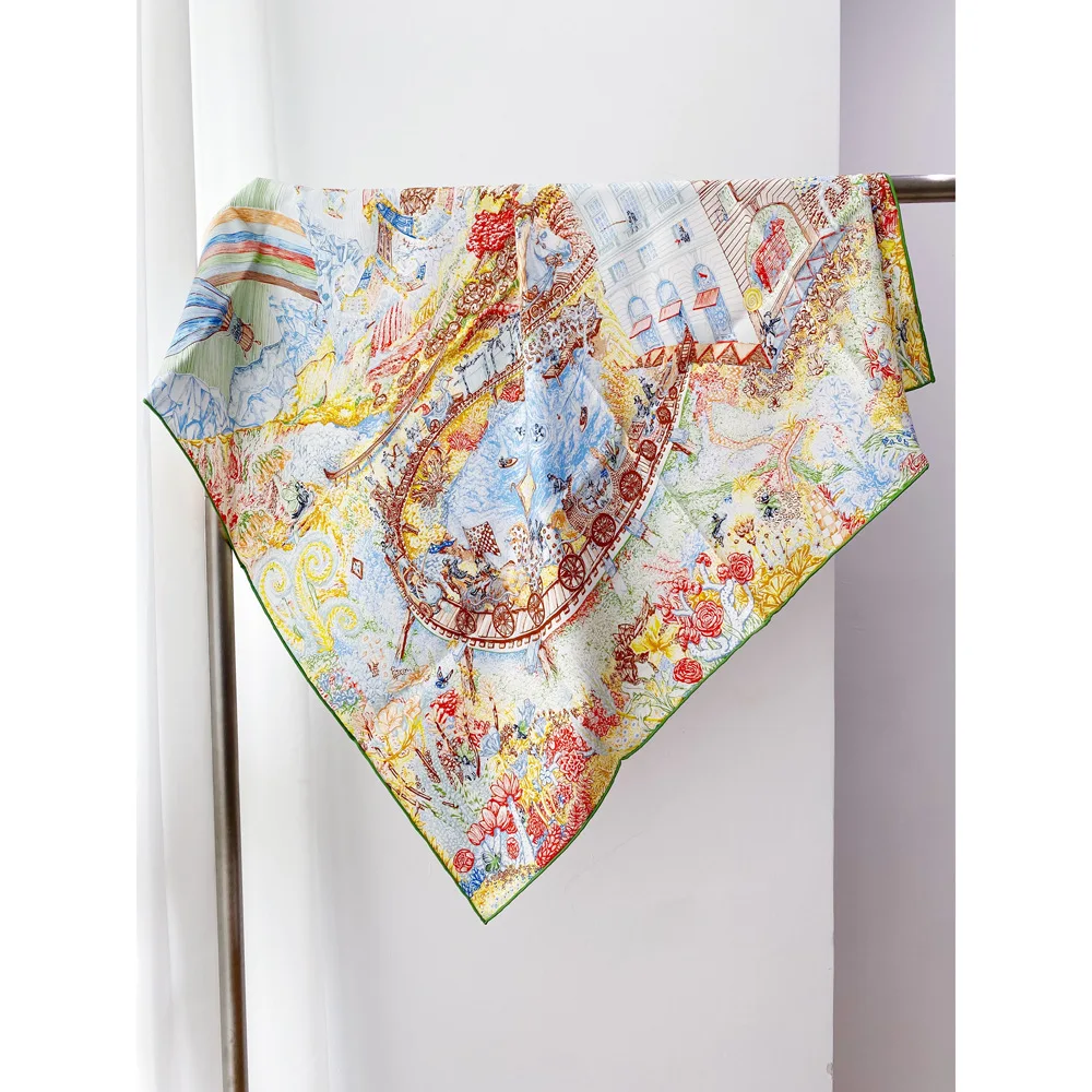 

Two Faced Print Scarf 90CM Women Silk Scarfs Luxury Designer Bag Neck Scarves Hand Rolled Edges Shawl Lover Gift