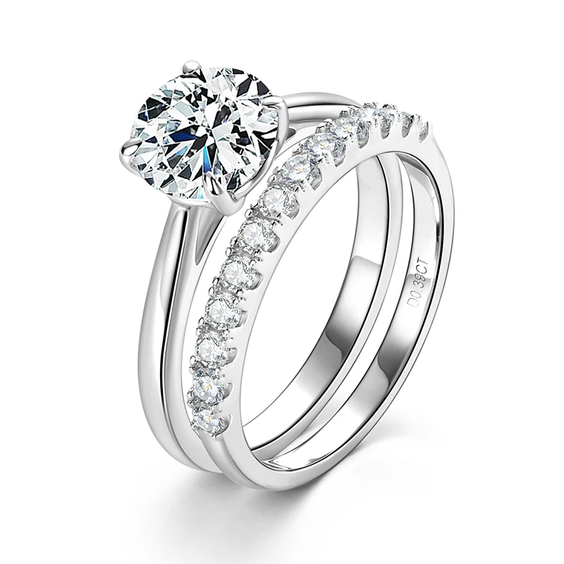 OXTAO Zertifizierter 2CT Ehering-Brautset für Damen, 14K Gold gefüllt, stapelbarer Eternity-Band-Ring, Jubiläumsschmuck D VVS1 – Detail 12