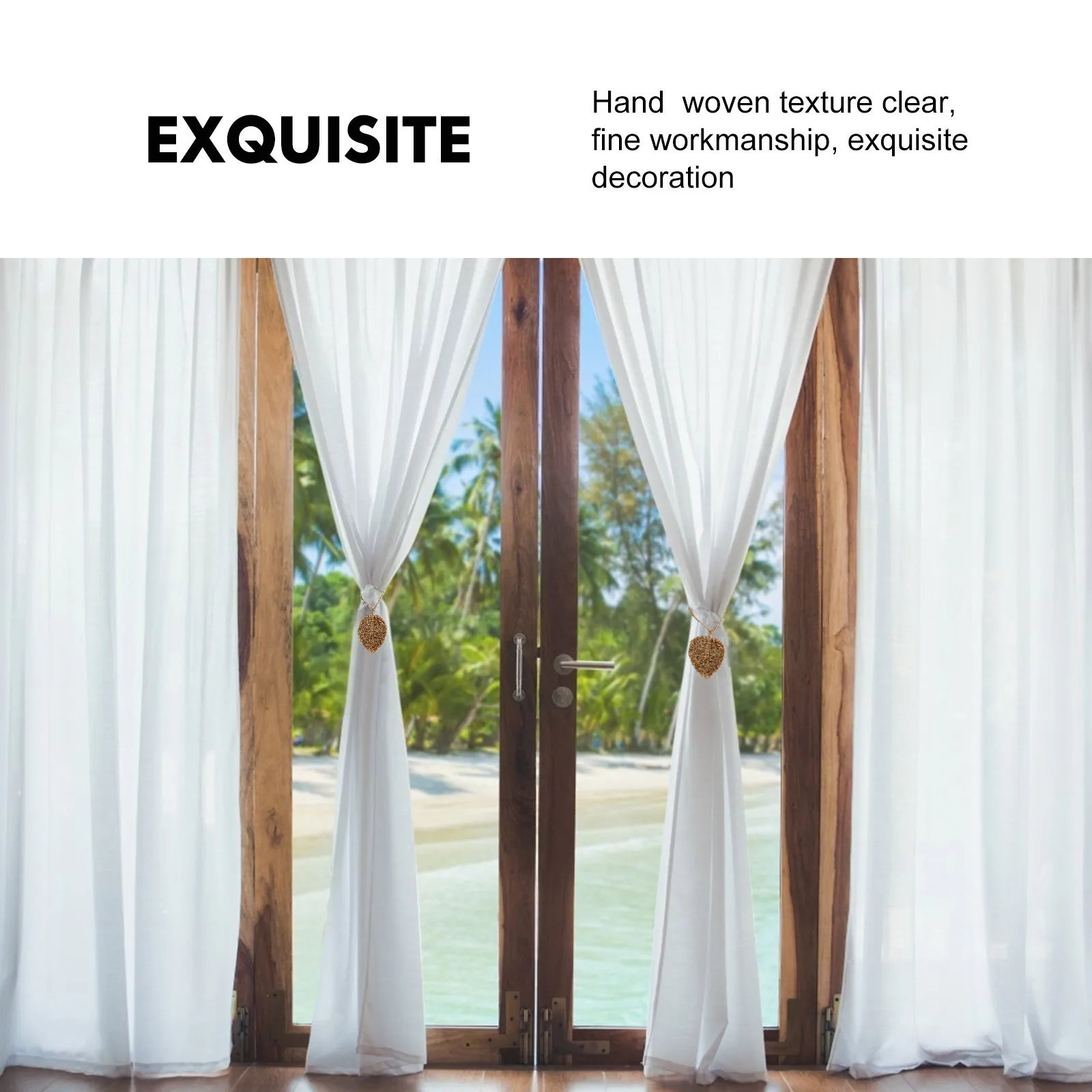 2 Buah Pengikat Tirai Rajut Gaya Bohemian Tali Tirai Dekoratif Cantik untuk Rumah Ruang Tamu Kamar Tidur Kantor Hiasan Dinding