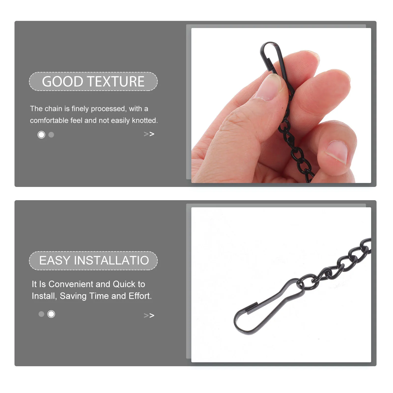 10 Peças Corrente de Metal Preta para Pendurar com Ganchos, Corrente de Ferro Reforçada para Exibição de Placas em Lojas, Cafés, Boutiques, Pôsteres e Uso Externo Resistente às Intempéries