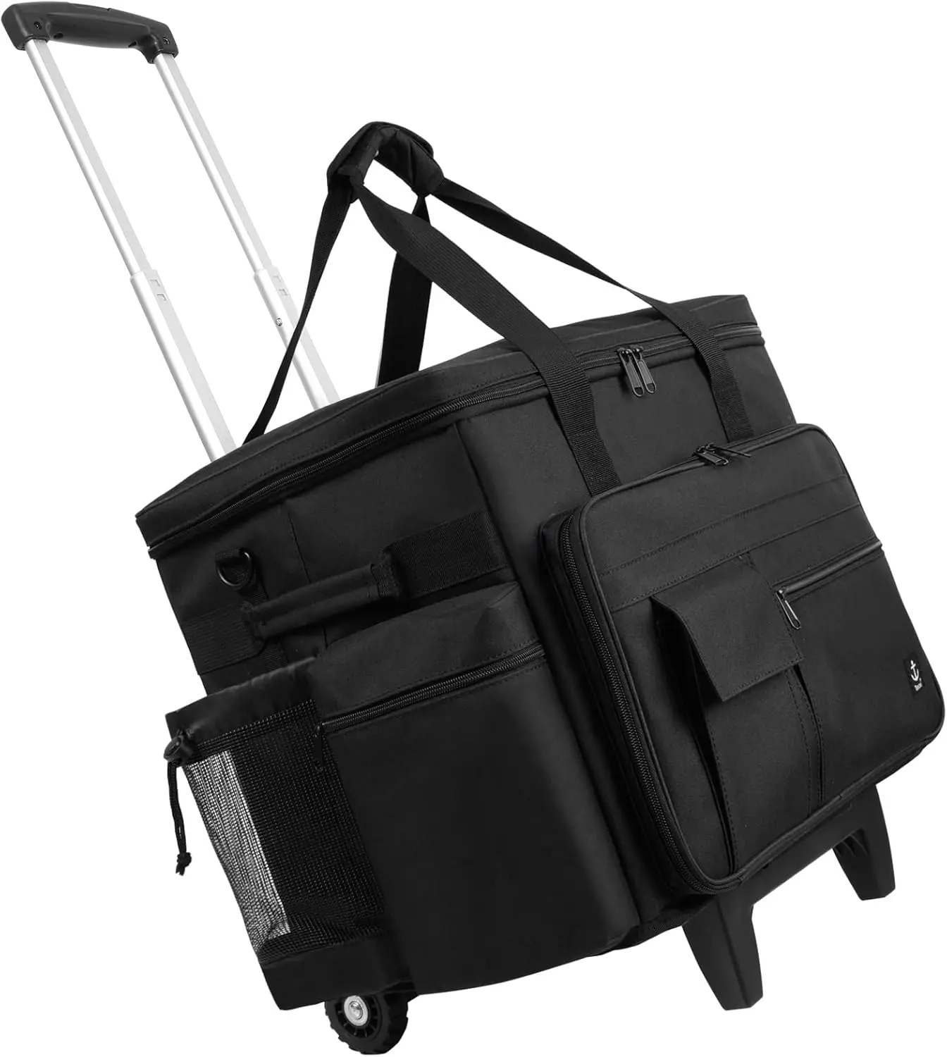 

Rolling Teacher Bag with Hard Support, Detachable Trolley, Laptop Compartment, Adjustable Strap, and Spacious Storage
