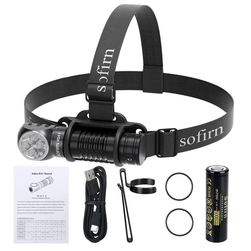SOFIRN HS41 Stirnlampe 4000 lm 21700 USB C wiederaufladbar mit SST20 LED-Taschenlampe mit magnetischer Endstufe