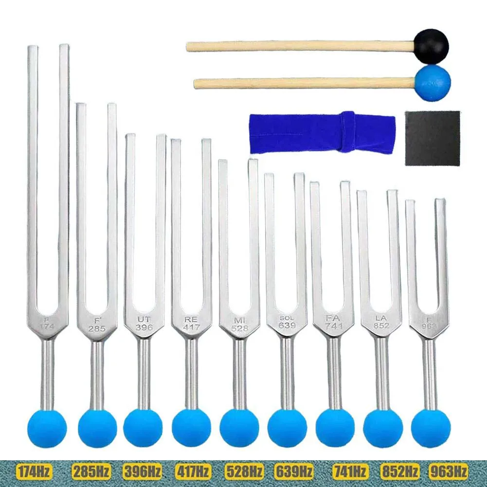 

Yoga Classes Chakra Therapy Healing Frequency Comprehensive Tuning Fork Set 9 Tuning Forks Lightweight And Portable