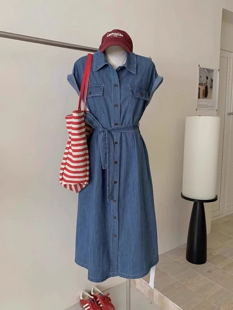 

Лето 2025 Гонконг: Новая коллекция! Женская джинсовая юбка-трапеция с завязками на талии, утягивающая, с высокой талией, в стиле ретро.