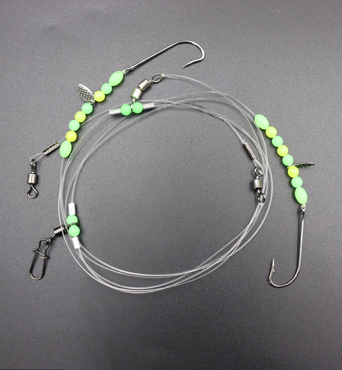 ZYZHE 1 Stück Meeresfischerei-Flapper-Rig mit 2 Haken, vorgebundene Flachfisch-Rigs für Strand- und Uferfischerei auf Seelachs, Sole, Whiting – Detail 7